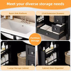 Meuble-lavabo de salle de bain 30 po avec tiroirs, Meuble de rangement de salle de bain avec lavabo simple