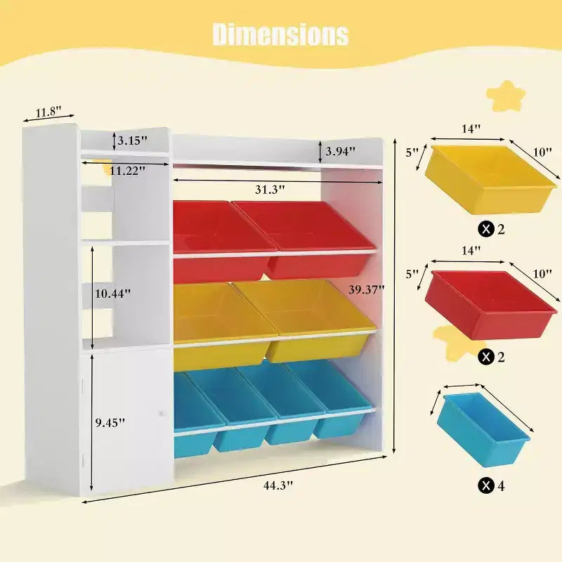 Meuble de rangement Acekool pour enfants en MDF, étagère de rangement avec bacs pour chambre d'enfant ou salle de jeux