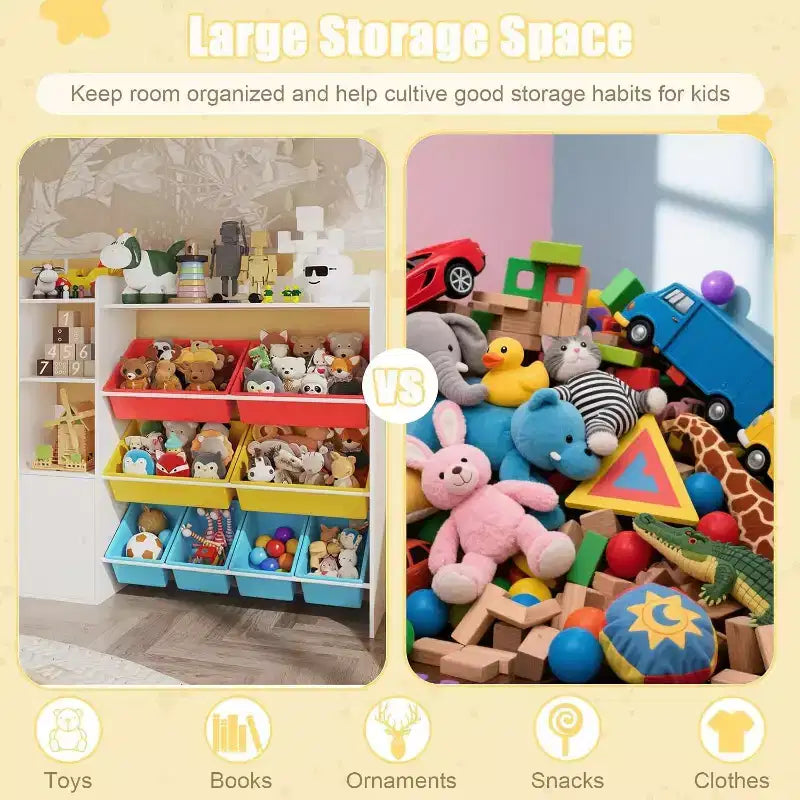 Meuble de rangement Acekool pour enfants en MDF, étagère de rangement avec bacs pour chambre d'enfant ou salle de jeux