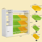 Meuble de rangement Acekool pour enfants en MDF, étagère de rangement avec bacs pour chambre d'enfant ou salle de jeux