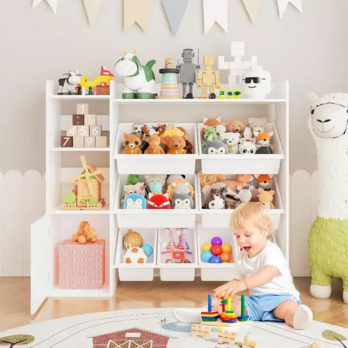 Meuble de rangement Acekool pour enfants en MDF, étagère de rangement avec bacs pour chambre d'enfant ou salle de jeux