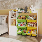 Meuble de rangement Acekool pour enfants en MDF, étagère de rangement avec bacs pour chambre d'enfant ou salle de jeux