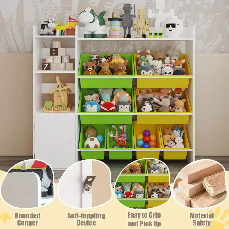 Meuble de rangement Acekool pour enfants en MDF, étagère de rangement avec bacs pour chambre d'enfant ou salle de jeux