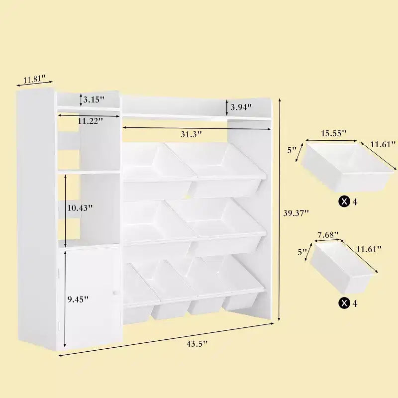 Meuble de rangement Acekool pour enfants en MDF, étagère de rangement avec bacs pour chambre d'enfant ou salle de jeux