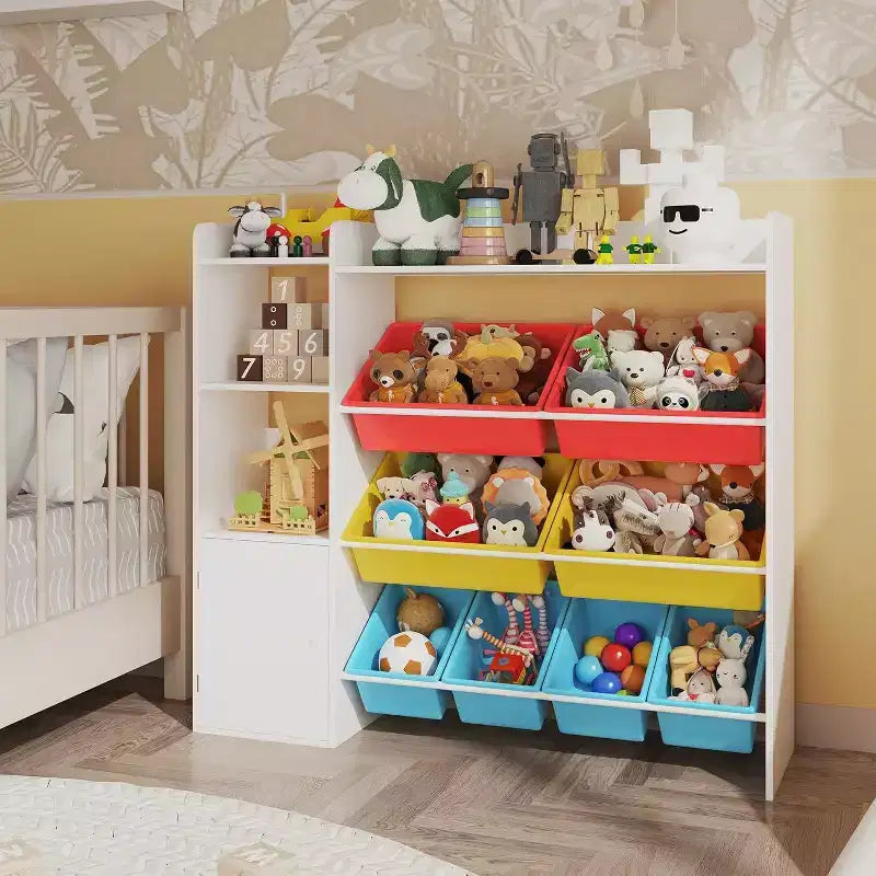 Meuble de rangement Acekool pour enfants en MDF, étagère de rangement avec bacs pour chambre d'enfant ou salle de jeux