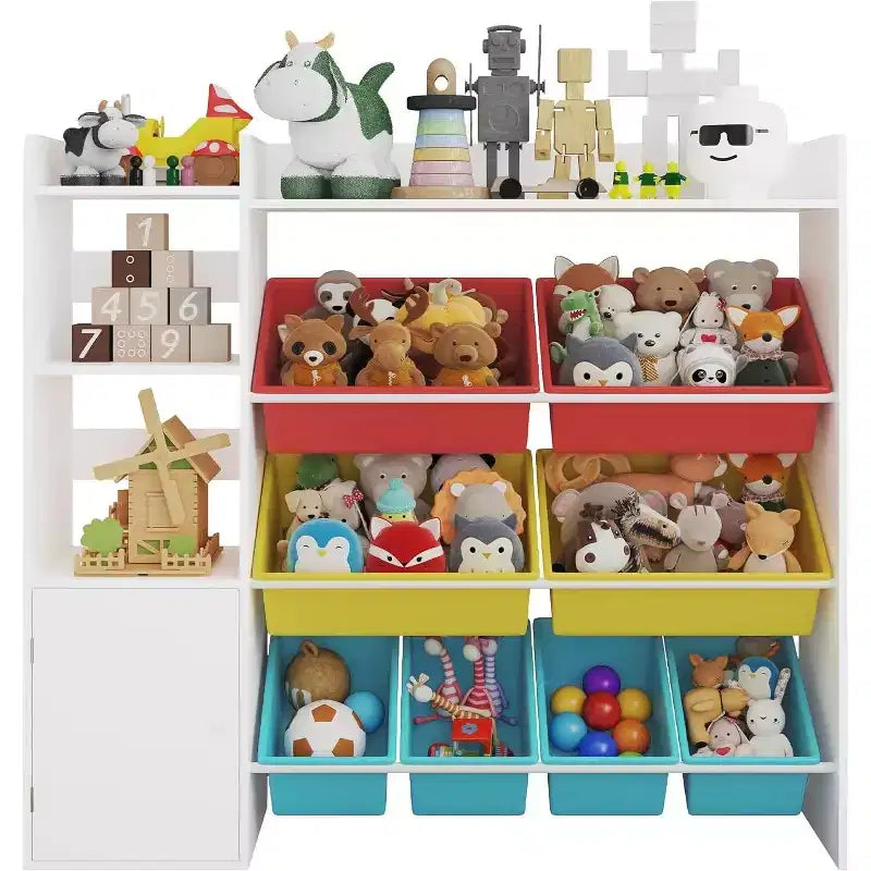Meuble de rangement Acekool pour enfants en MDF, étagère de rangement avec bacs pour chambre d'enfant ou salle de jeux