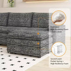 Canapé sectionnel modulaire Acekool 108 avec pouf, canapé cloud à assise profonde, en chenille, en forme de L, pour salon