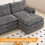 Canapé sectionnel modulaire Acekool 108 avec pouf, canapé cloud à assise profonde, en chenille, en forme de L, pour salon