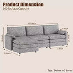Canapé sectionnel modulaire Acekool 108 avec pouf, canapé cloud à assise profonde, en chenille, en forme de L, pour salon