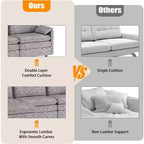Canapé sectionnel modulaire Acekool 108 avec pouf, canapé cloud à assise profonde, en chenille, en forme de L, pour salon