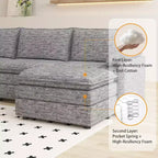 Canapé sectionnel modulaire Acekool 108 avec pouf, canapé cloud à assise profonde, en chenille, en forme de L, pour salon