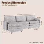 Canapé sectionnel modulaire Acekool 108 avec pouf, canapé cloud à assise profonde, en chenille, en forme de L, pour salon
