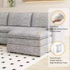 Canapé sectionnel modulaire Acekool 108 avec pouf, canapé cloud à assise profonde, en chenille, en forme de L, pour salon