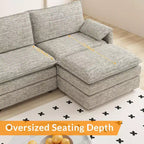 Canapé sectionnel modulaire Acekool 108 avec pouf, canapé cloud à assise profonde, en chenille, en forme de L, pour salon