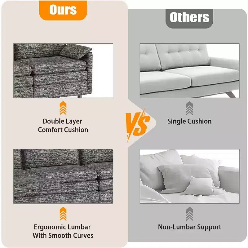 Canapé sectionnel modulaire Acekool 108 avec pouf, canapé cloud à assise profonde, en chenille, en forme de L, pour salon