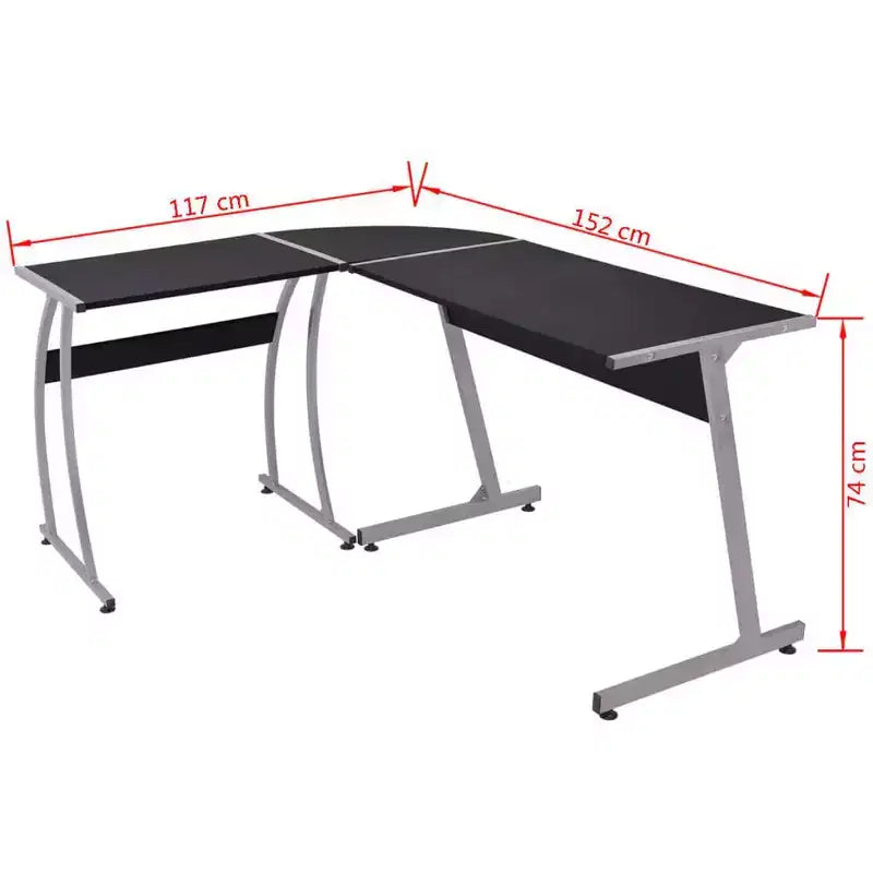 vidaXL Bureau d'angle en forme de L pour ordinateur, poste de travail de bureau à domicile, table d'écriture - Noir