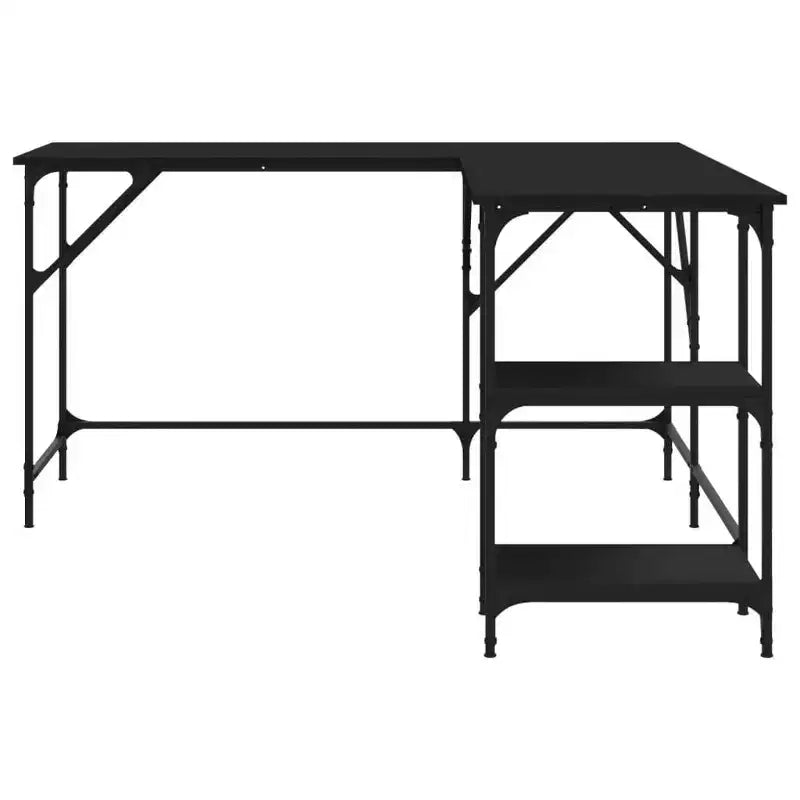 vidaXL Bureau noir Bois d'ingénierie, Métal Grands pieds réglables