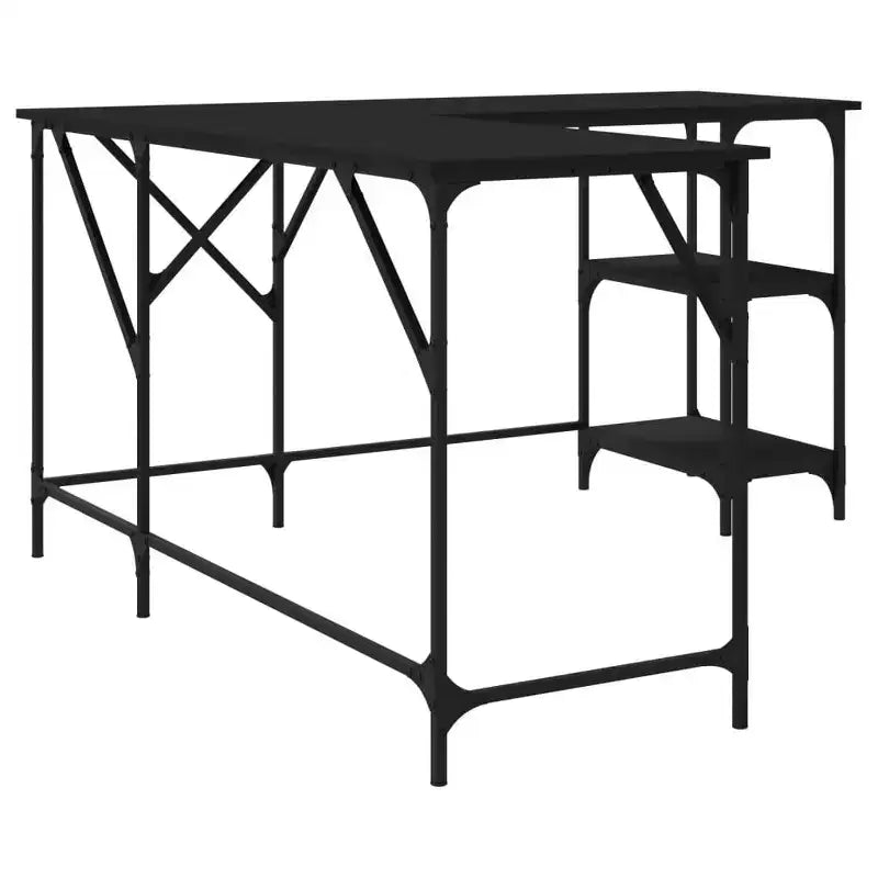 vidaXL Bureau noir Bois d'ingénierie, Métal Grands pieds réglables