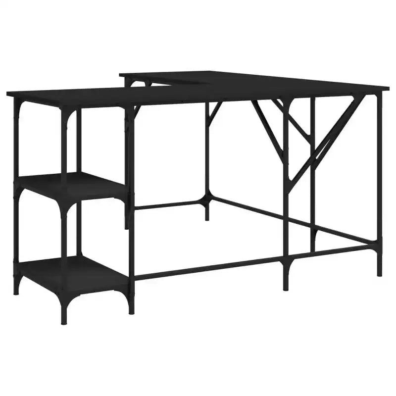 vidaXL Desk Black Engineered wood, Metal Large Adjustable Feet