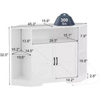 Meuble TV d'angle pour téléviseurs jusqu'à 55 pouces, meuble de divertissement style ferme moderne, console multimédia en bois avec armoires de rangement et étagères pour salon