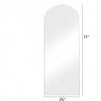Miroir arqué blanc 71x26 avec support et cadre en aluminium. Design pleine longueur pour chambre ou salon.