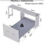 Lit de repos double avec commode et bureau, coussin pliable, bureau réglable, lit escamotable pour chambre d'amis, petit espace, pas de sommier tapissier