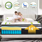 King Size Mattress,14 Inch Cooling Memory Foam and Individually Pocket Innerspring Hybrid Mattress,King Bed Mattress in a Box,CertiPUR-US Certified