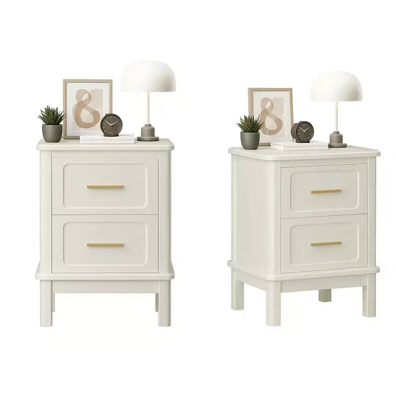 Table de chevet moderne Table d'appoint de chevet Table d'appoint de canapé Table d'appoint avec 2 tiroirs, Blanc crème - ModernLuxe