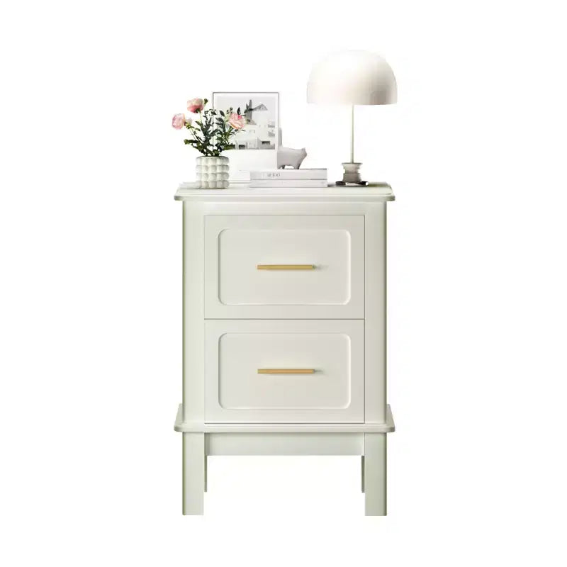 Table de chevet moderne Table d'appoint de chevet Table d'appoint de canapé Table d'appoint avec 2 tiroirs, Blanc crème - ModernLuxe