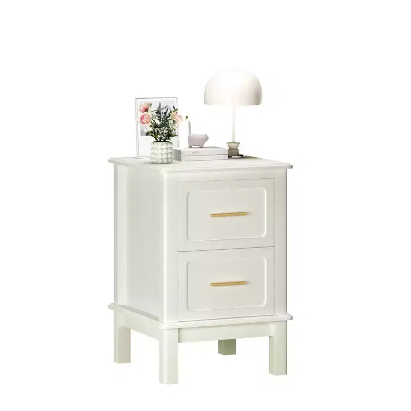 Table de chevet moderne Table d'appoint de chevet Table d'appoint de canapé Table d'appoint avec 2 tiroirs, Blanc crème - ModernLuxe