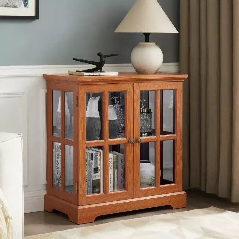 Vitrine Antique avec Étagères Réglables, Vitrine de Qualité au Design Rétro avec Portes Treillis, Bibliothèque Élégante et Meuble de Rangement pour la Décoration Intérieure