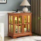 Vitrine Antique avec Étagères Réglables, Vitrine de Qualité au Design Rétro avec Portes Treillis, Bibliothèque Élégante et Meuble de Rangement pour la Décoration Intérieure