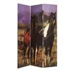 HomeRoots 72 Brown Canvas Folding Three Panel Screen Room Divider