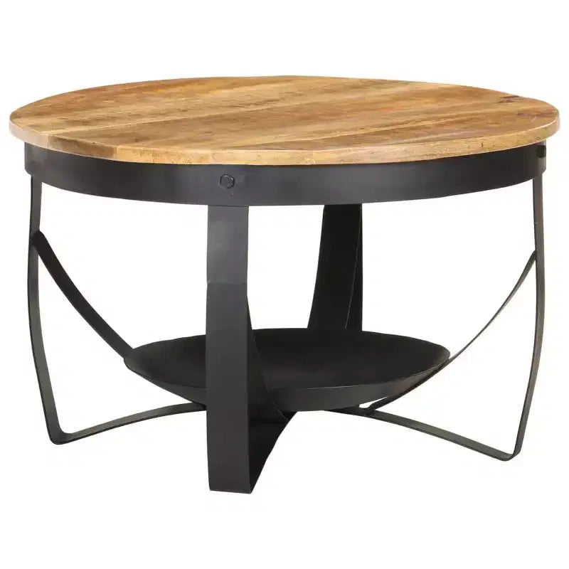 vidaXL Table basse marron, noir Bois de manguier brut, fer Moyen Durable - 68 x 43 cm bois de manguier massif