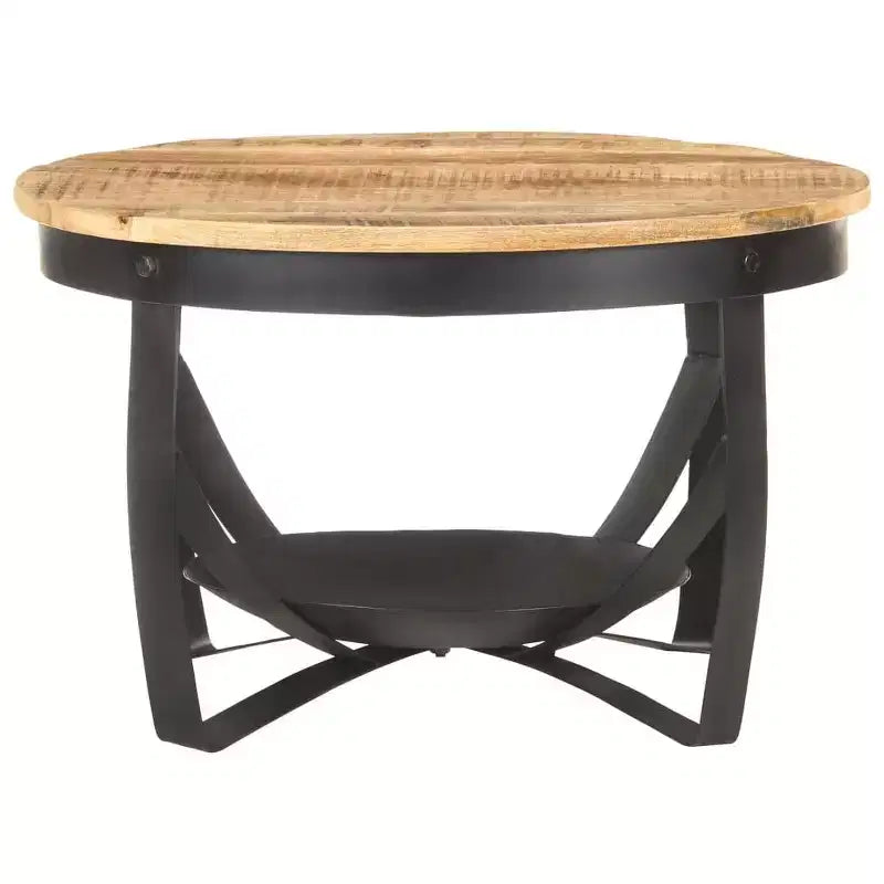 vidaXL Table basse marron, noir Bois de manguier brut, fer Moyen Durable - 68 x 43 cm bois de manguier massif