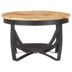 vidaXL Table basse marron, noir Bois de manguier brut, fer Moyen Durable - 68 x 43 cm bois de manguier massif