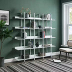 Bibliothèque à 5 niveaux, étagère ouverte de bureau à domicile, étagère de style industriel vintage avec cadre en métal, panneau MDF