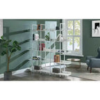 Bibliothèque à 5 niveaux, étagère ouverte de bureau à domicile, étagère de style industriel vintage avec cadre en métal, panneau MDF