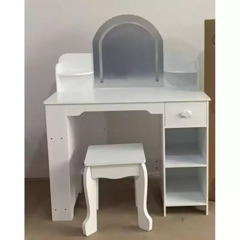 MDF Kids Rounded-Edge Vanity with LED Light (with Accessories)