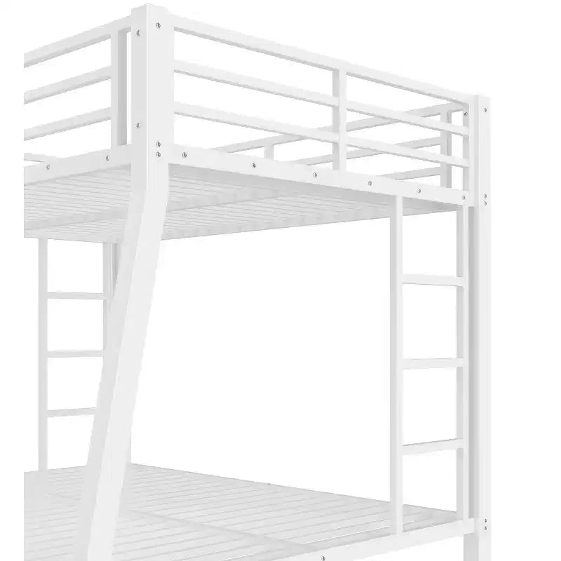Lit superposé en métal Full XL au-dessus d'un lit Queen pour adolescents et adultesÉconomie d'espace/Bruit réduit/Sommier tapissier non requis
