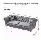 Canapé Chesterfield 3 places de style Mid-Century avec garniture cloutée, accoudoirs roulés et cadre en bois, canapé en velours pour salon, lounge - Panipeachy