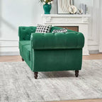 Canapé Chesterfield 3 places de style Mid-Century avec garniture cloutée, accoudoirs roulés et cadre en bois, canapé en velours pour salon, lounge - Panipeachy