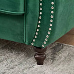 Canapé Chesterfield 3 places de style Mid-Century avec garniture cloutée, accoudoirs roulés et cadre en bois, canapé en velours pour salon, lounge - Panipeachy