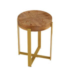 EHMKNP 16 Table d'appoint ronde rustique en bois de style ferme avec pieds en métal