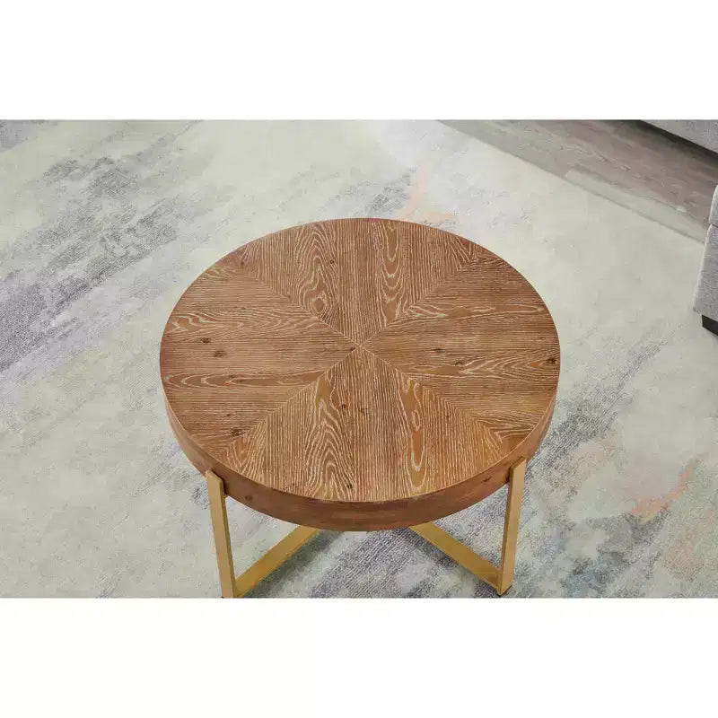 EHMKNP 16 Table d'appoint ronde rustique en bois de style ferme avec pieds en métal