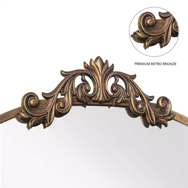 TUYOHW Grand Miroir Mural Vintage sur Pied avec Arche Ornée pour Chambre à Coucher, Dressing, Beige