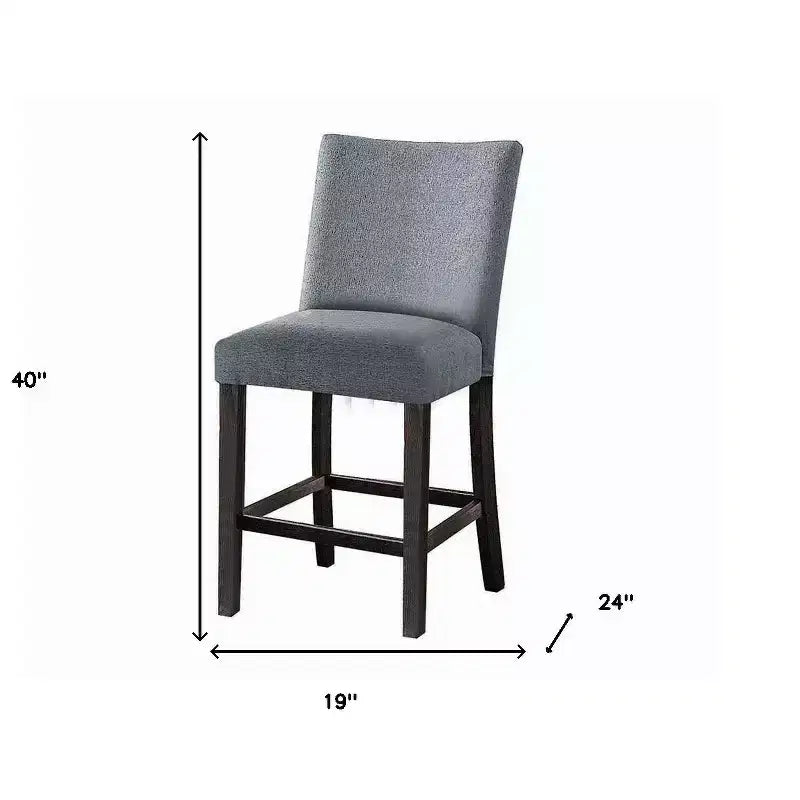 HomeRoots, ensemble de deux chaises de bar de 63,5 cm de hauteur de comptoir, en tissu gris et expresso et bois massif.
