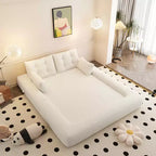 Canapé convertible multifonctionnel MAYEERTY 78,7", 3-en-1, en tissu teddy, garni de mousse, beige