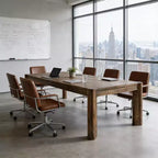 Bureau de direction en bois massif Lantine 63, grand bureau d'ordinateur de style ferme, table d'écriture simple pour le bureau à domicile