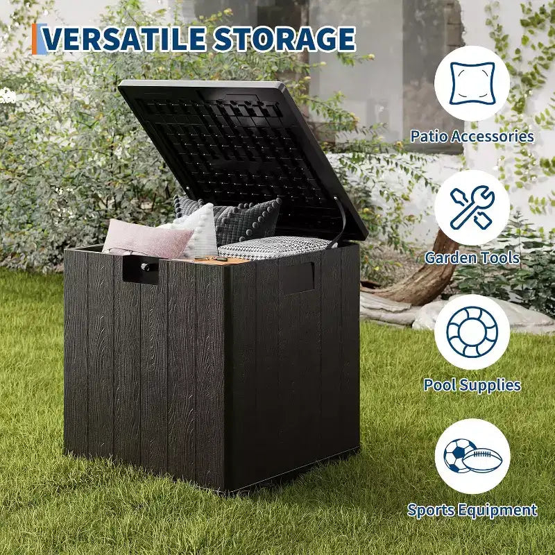 COZONY Coffre de terrasse extérieur 106 litres, en résine robuste et étanche avec couvercle verrouillable pour coussins de patio, fournitures de jardinage, protection de colis